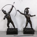 A pair of late 19th/early 20th century Hermann Eichberg spelter figures of a Greek archer and a