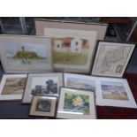 Mixed pictures to include Michael Wittlesed - watercolour entitled 'Bobs Cottage' and others