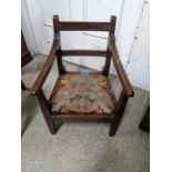 A 19th century mahogany dolls/traders sample chair with a bar back and tapestry seat Location: