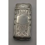 A Victorian silver cigar case, having engraved decoration and engraved decoration and engraved