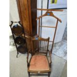 Small furniture to include a cake stand A/F, a vanity stand and an Edwardian inlaid child's chair