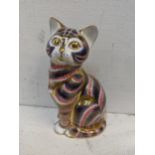 A Royal Crown Derby paperweight in the form of a cat Location: