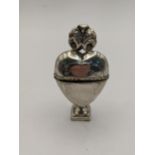 Early 19th Century Norwegian silver heart shaped pomander with scroll from finial, dot engraving