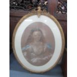 A 19th Century portrait of a young girl 64 x 48.5 in a gilt oval frame Location: