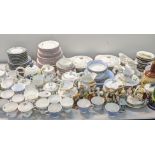 A mixed lot to include Johnson Brothers part dinner service, along with Doulton dinner plates and