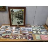 A framed and glazed photographic reproduction print of a view of the Monaco Grand Prix circa 1933,