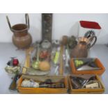 A mixed lot to include a Victorian copper jug, mixed tools to include Stanley planes and other items