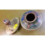 Two pieces of cloisonne to include an inkwell stand and a footed pot A/F Condition: Small dent to
