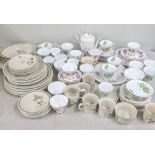 Mixed china to include a Wedgwood Raspberry Cane pattern part dinner service, along with Romance