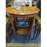 Mixed furniture to include an Edwardian satinwood oval occasional table, nest of three tables and