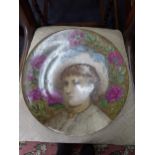 Victorian aesthetic period pottery portrait wall charger, c1870s, signed and titled to the reverse J