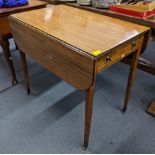 An early 19th century mahogany Pembroke table having single inset drawer and tapering legs 70cm h