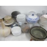 A mixed lot to include Christian Dior dishes, studio pottery vase, boxed Royal Worcester and other