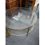 A 19th century tripod occasional table, 60cm h x 68cm w, together with a vintage glass topped coffee