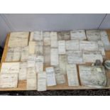 A selection of early to late 19th century solicitors documents of letters of administration, probate