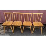 A set of four Ercol mid 20th century model 391 spindle back dining chairs Location: con