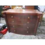 A Victorian mahogany bow fronted chest of drawers of two sort and three long drawers, 98cm h x 132.