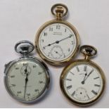 Three early/mid 20th century open faced Waltham pocket watches to include one having a white