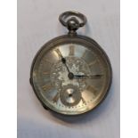 A Victorian silver open faced Waltham pocket watch having a silvered engraved dial, hallmarked