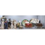 A mixed lot to include a Royal Doulton model of a wizard, horses and other items Location: