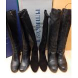Three pairs of ladies black boots, 2 in leather and one in suede together with branded boxes, UK