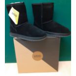 UGG- A pair of black 'Short Classic' suede ankle boots with fleece lining, new with original tags