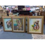 Joyce Roybal (1955-) four framed mixed media framed pictures Location: