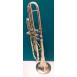 A cased Boosey & Hawkes gold tone trumpet A/F. Location:RWF Condition:No mouthpiece and 1 valve