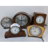Five mixed mantel clocks to include two mid 20th century Metamec clocks Location: