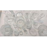 Mixed glassware to include cut crystal and other bowls, Bohemian glasses, jugs, footed dish and