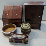 A mixed lot to include a Victorian stationery/letter box, Shanghai china box inset with jade