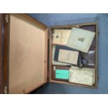 A fretwork crafts box containing WW1 soldier's army ephemera to include various French and Belgium