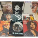 A quantity of 1970's and 1980's David Bowie LP's in protective sleeves together with other LP's