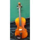 A violin with fitted case, no bow. Location:RWF