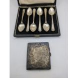 A George VI set of six silver teaspoons cased, Sheffield 1946, maker's mark D (B) Ltd, 86.3g; and