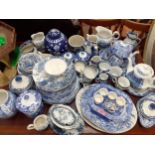 A quantity of 20th century blue and white tableware to include a Delft vase, Spode Italian