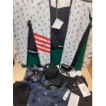 A quantity of leisure/gym wear to include a Purity black and white jacket size XL, a child's soft