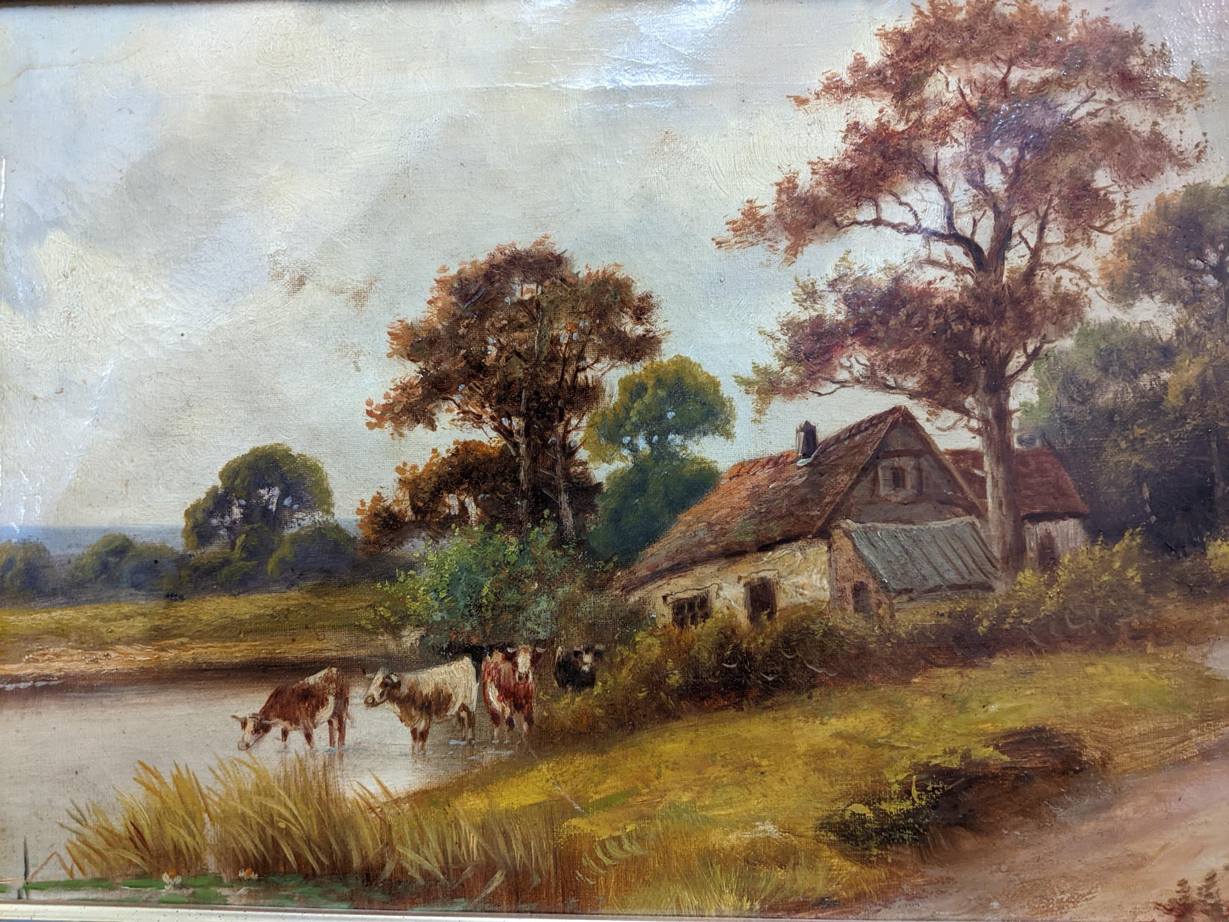 Group of three watercolours and a 19th century oil painting to include a watercolour of the Quadrant - Image 5 of 8