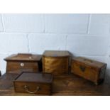 Two early 19th century tea caddies, one of Regency sarcophagus form in rosewood, the other a