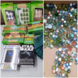 Boxed Subbuteo to include sets 61154, 61214, 63000 and 61213 together with a Star Wars cassette