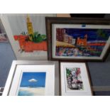 A group of prints to include a signed block print of Marrakesh Location: BWR