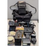 Photographic equipment to include a Minolta x300, a Pentax K100, a MoveXoom 6 Sound, lenses, filters