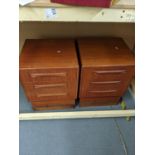 A pair of G-Plan bedside tables having three drawers on plinth Location: