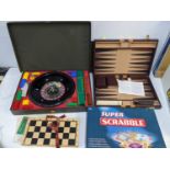 Board games to include Super Scrabble, roulette wheel, Backgammon, Chess and others Location: