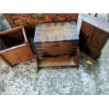 Small furniture to include a late 19th century oak silver chest, a small cabinet, planter and book