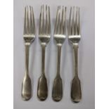 A set of four Victorian silver forks, hallmarked London 1856 and 1857, 218.9g Location: