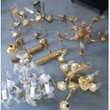 Mixed brass and other chandeliers A/F and brass picture wall lights Location: RWB