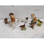 Beswick pottery model animals to include a sheep, a dog, birds and a Lladro figure Location: