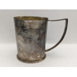 A mid 20th century silver christening mug engraved with name, hallmarked London 1958, weight 268g