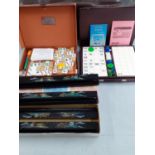 Two vintage Mah Jong sets together with later black lacquered counter trays. Location:R1.2